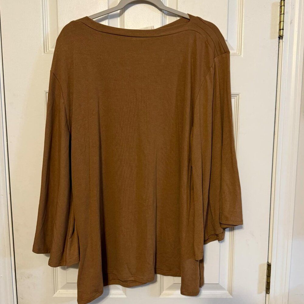 NWT Zenana Crew Neck Sweater | Wide Sleeves | Camel Color | Plus size 2X - Picture 1 of 3
